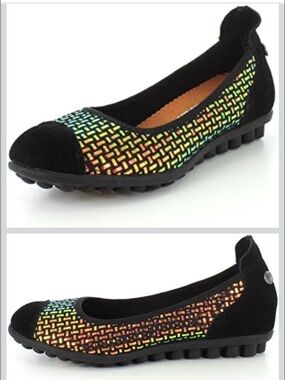 Bernie Mev Plasma Ballet Shoes Flats Leather Suede Statement Metallic Rainbow